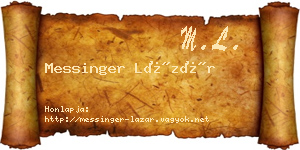 Messinger Lázár névjegykártya